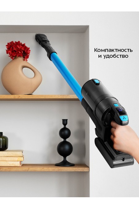 Вертикальный пылесос Kitfort КТ-5508 (черный/голубой) 9