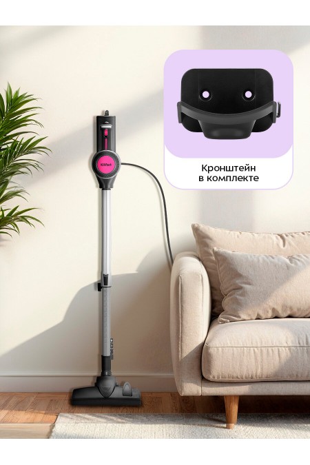 Вертикальный пылесос Kitfort КТ-5515 (черный/розовый) 3