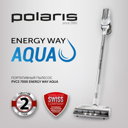 Вертикальный пылесос Polaris PVCS 7000 Energy WAY AQUA (белый/серебристый) 1