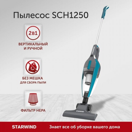 Вертикальный пылесос STARWIND SCH1250 (бирюзовый/серый) 5