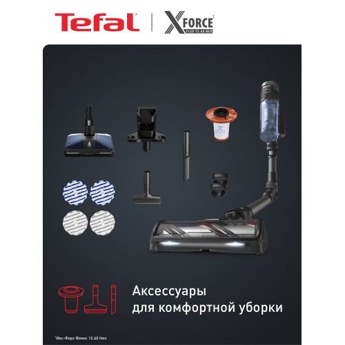 Вертикальный пылесос Tefal X-Force Flex 12.60 Neo TY9LC1WO (серый/синий) 5