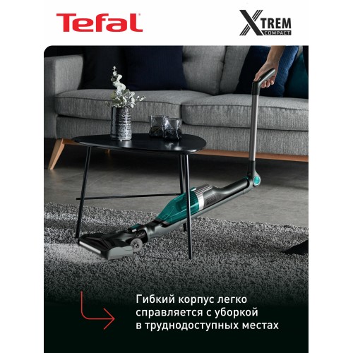 Вертикальный пылесос Tefal Xtrem Compact Essential 2-в-1 TY1239WO (серый/зеленый) 7