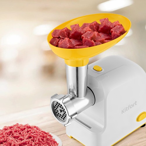 Мясорубка Kitfort КТ-2113-2 (белый/желтый) 6