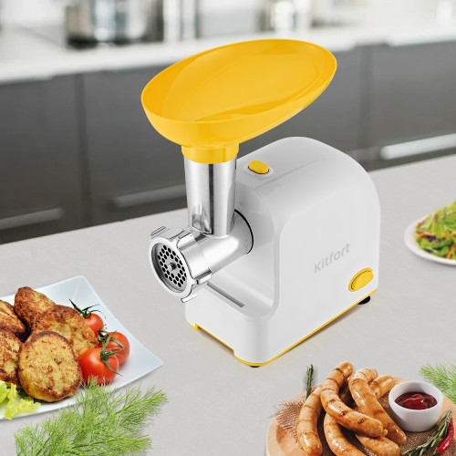 Мясорубка Kitfort КТ-2113-2 (белый/желтый) 7