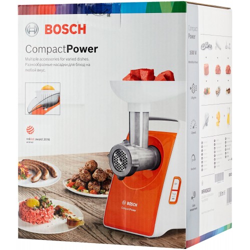 Мясорубка Bosch MFW 3630I (белый/оранжевый) 6