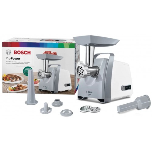 Мясорубка Bosch MFW 45020 (белый/серый) 1