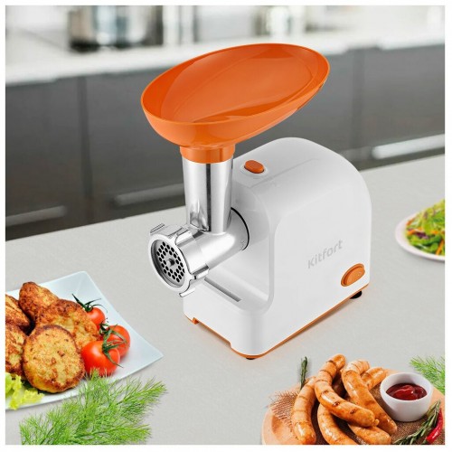 Мясорубка Kitfort КТ-2113-1 (белый/оранжевый) 5