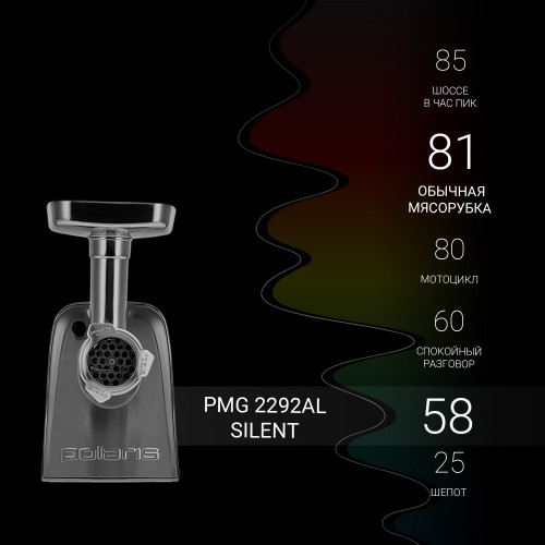 Мясорубка POLARIS PMG 2292AL Silent (серебристый) 3