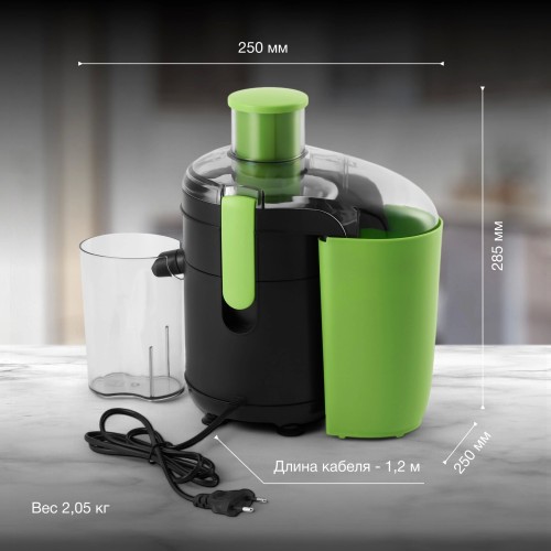 Соковыжималка Hyundai HY-JE1625 (черный/зеленый) 24
