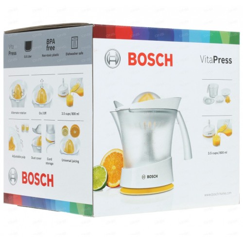 Соковыжималка для цитрусовых Bosch MCP3500N (белый/желтый) 8