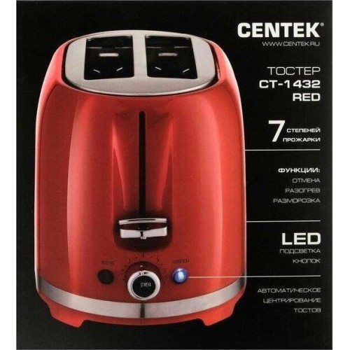 Тостер CENTEK CT-1432 (красный) 14