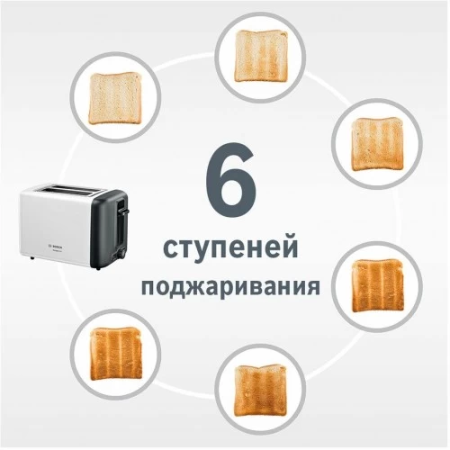 Тостер Bosch TAT3P421 (белый/черный) 5