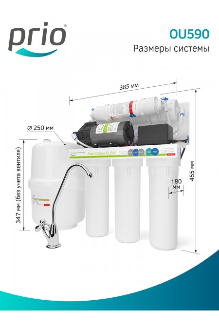 Фильтр под мойкой Prio Новая Вода Start Osmos OU590 (белый) 4