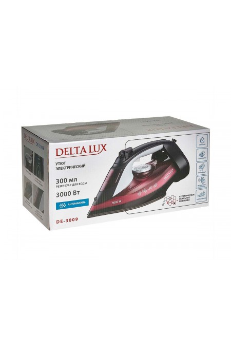 Утюг Delta Lux DE-3009 (бордовый/черный) 7