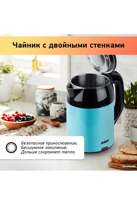 Электрочайник BBK EK1709P (бирюзовый/черный) 2