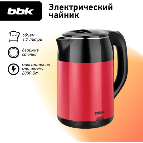 Электрочайник BBK EK1709P (красный/черный) 