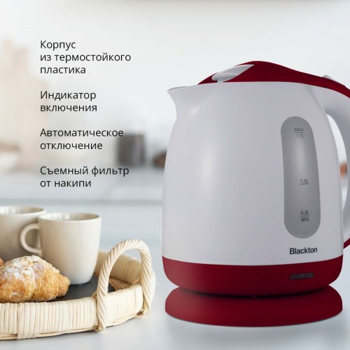 Электрочайник Blackton Bt KT1701P (белый/бордовый) 1