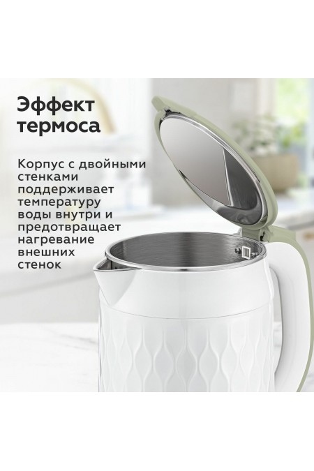Электрочайник BQ KT1715P (белый/оливковый) 2
