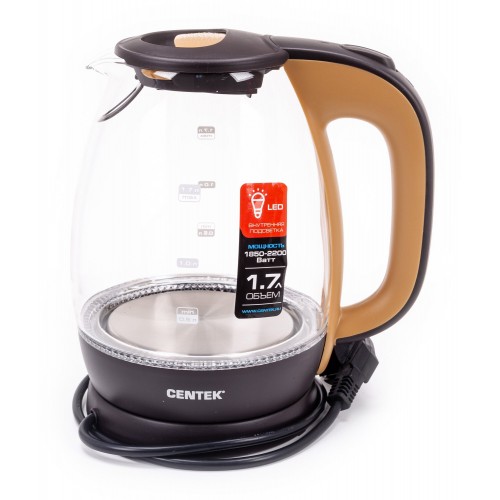 Электрочайник CENTEK CT-0056 (коричневый/черный) 2