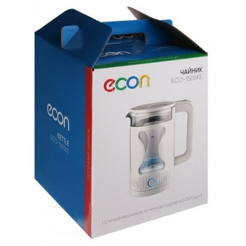Электрочайник ECON ECO-1505KE (стекло/белый) 4