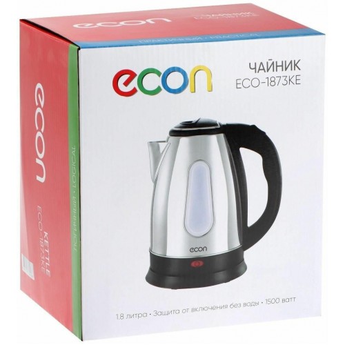 Электрочайник ECON ECO-1873KE (серебристый/черный) 9