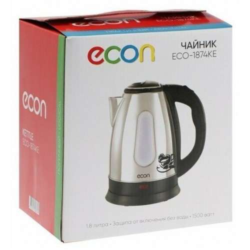 Электрочайник ECON ECO-1874KE (серебристый/черный) 4