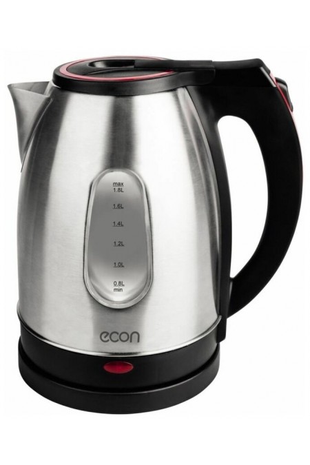 Электрочайник ECON ECO-1882KE (серебристый с черными вставками/красный) 