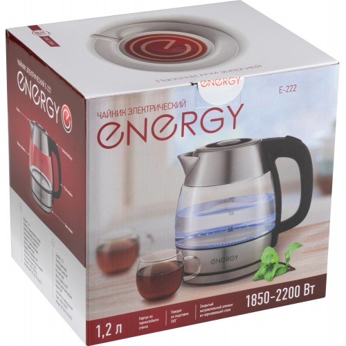 Электрочайник Energy E-222 (серебристый/черный) 