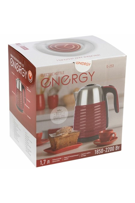 Электрочайник Energy E-253 (серебристый/красный) 3