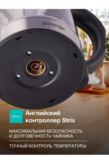 Электрочайник Gorenje K17GDW (черный/серебристый) 1