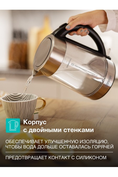 Электрочайник Gorenje K17GDWII (черный/серебристый) 2