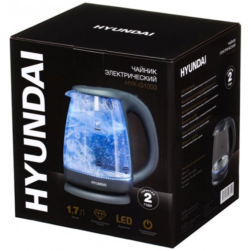 Электрочайник Hyundai HYK-G1003 (серый) 5