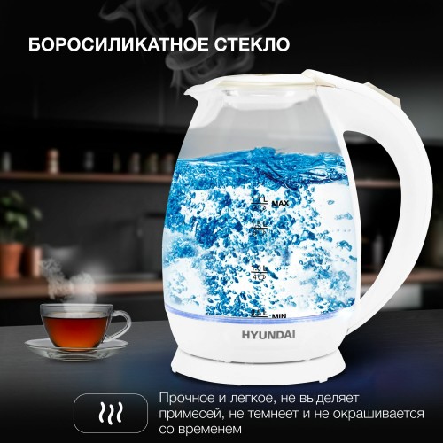 Электрочайник Hyundai HYK-G2409 (белый/серебристый) 3