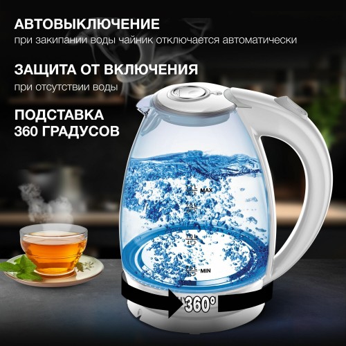 Электрочайник Hyundai HYK-G2409 (белый/серебристый) 4