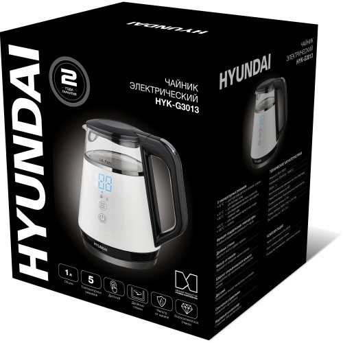 Электрочайник Hyundai HYK-G3013 (белый/черный) 1