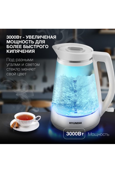 Электрочайник Hyundai HYK-G3037 (белый) 9
