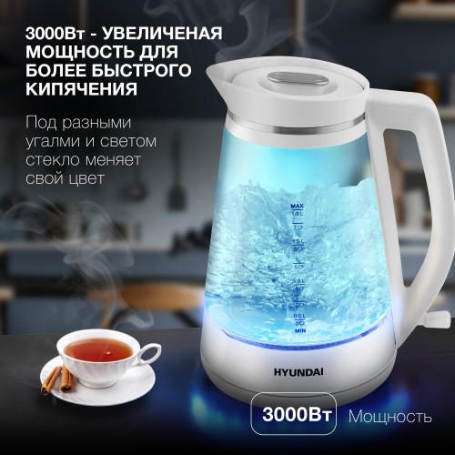 Электрочайник Hyundai HYK-G3037 (белый) 9