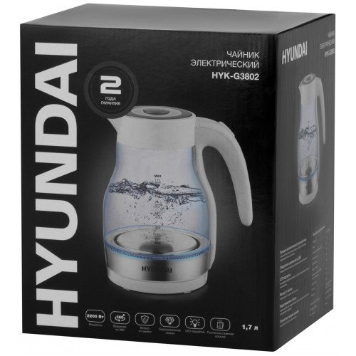 Электрочайник Hyundai HYK-G3802 (белый) 7
