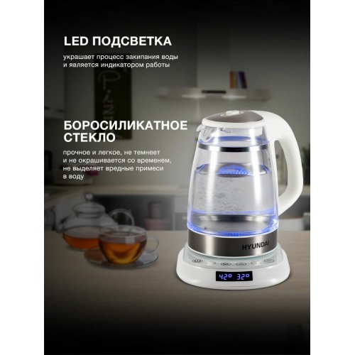 Электрочайник Hyundai HYK-G5507 (белый/серебристый) 2