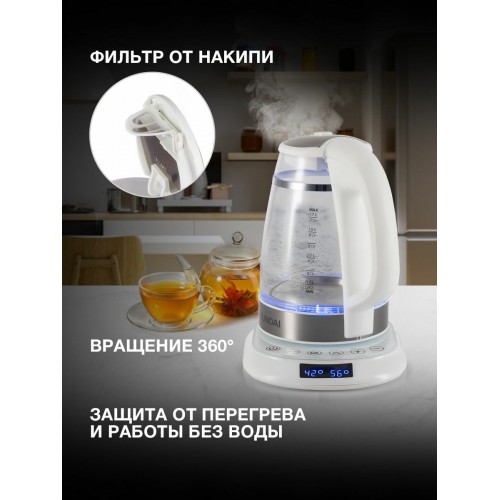 Электрочайник Hyundai HYK-G5507 (белый/серебристый) 3