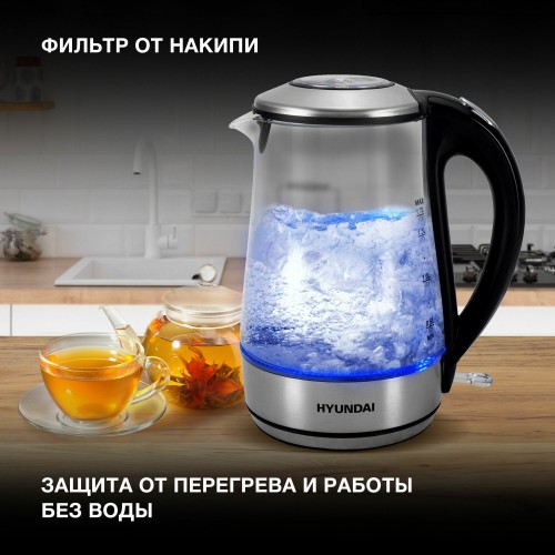 Электрочайник Hyundai HYK-G8406 (черный/серебристый) 2