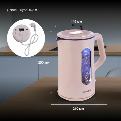 Электрочайник Hyundai HYK-G8888 (кремовый) 6