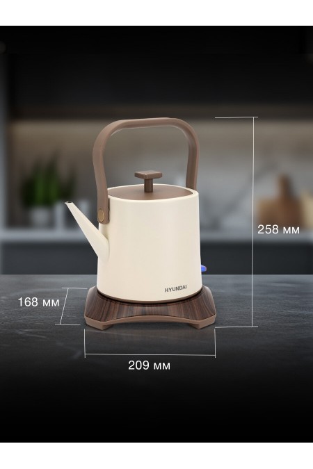 Электрочайник Hyundai HYK-S2043 (кремовый/коричневый) 4