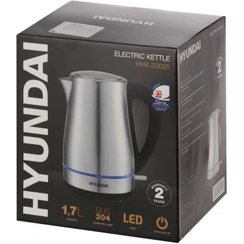 Электрочайник Hyundai HYK-S3020 (серебристый матовый/черный) 4