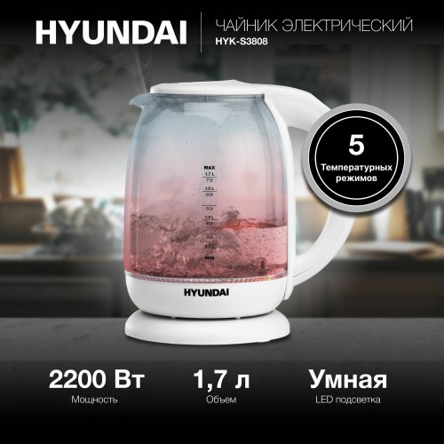 Электрочайник Hyundai HYK-S3808 (белый) 