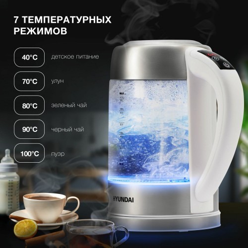 Электрочайник Hyundai HYK-S5807 (белый/серебристый) 3