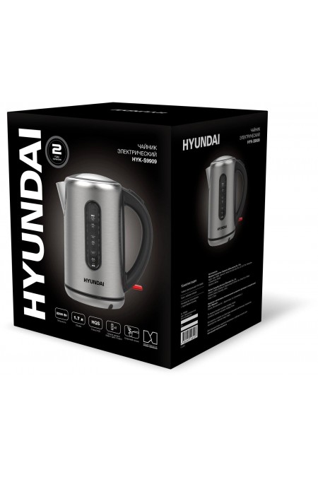 Электрочайник Hyundai HYK-S9909 (серебристый матовый/черный) 1