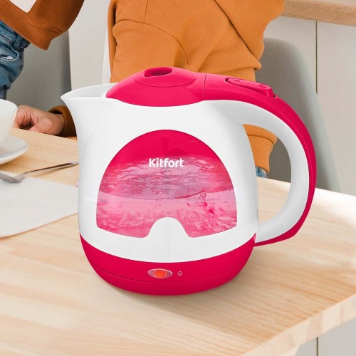 Электрочайник Kitfort КТ-6607-1 (белый/малиновый) 1
