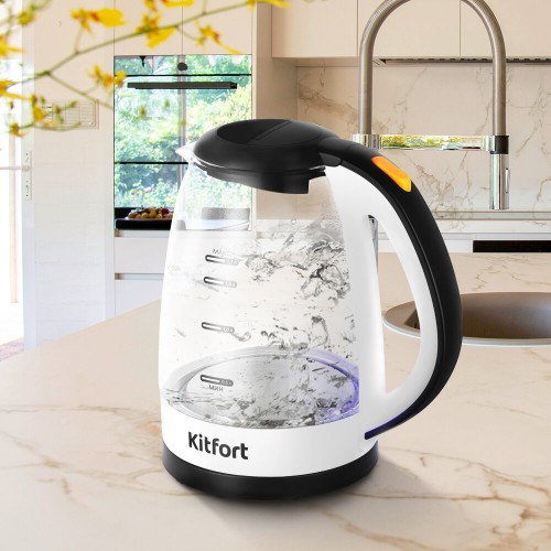 Электрочайник Kitfort КТ-6637 (черный/белый) 1