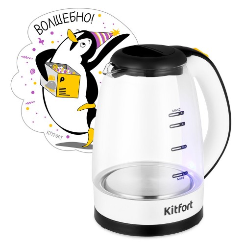 Электрочайник Kitfort КТ-6637 (черный/белый) 7